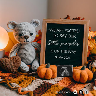 Editable Fall Pregnancy Ankündigung Digital