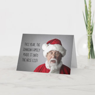 Editable Familienname Fun Santa Nice Liste Weihnac Karte
