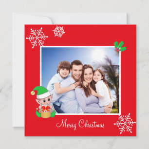 Editable Family Foto & Niedlich Elf zu Weihnachten