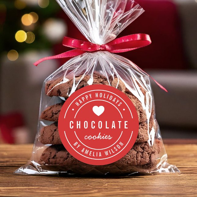 EDITABLE Farbe hausgemachte Waren Happy Holidays Runder Aufkleber (Von Creator hochgeladen)