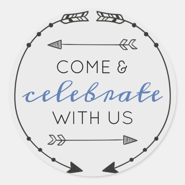 Editable Farbe kommen und feiern mit uns Runder Aufkleber (Vorderseite)