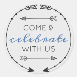 Editable Farbe kommen und feiern mit uns Runder Aufkleber