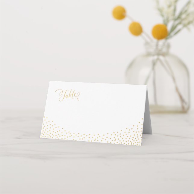 Editable Farbe luxuriöse Imitate Gold Glitzer Plat Platzkarte (Vorderseite)