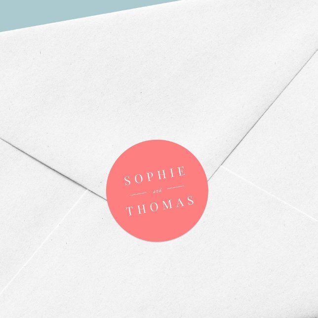 Editable Farbe Moderne klassische Hochzeit Runder Aufkleber (Von Creator hochgeladen)