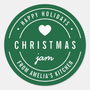 EDITABLE Farbe Weihnachten Jam Küche Urlaub Runder Aufkleber