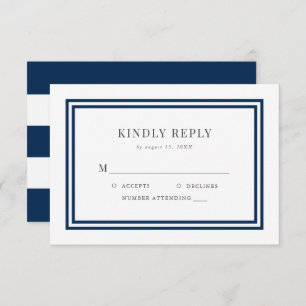 Editable Farbe White Stripes Nautical Wedding RSVP