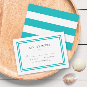 Editable Farbe White Stripes Nautical Wedding RSVP Karte