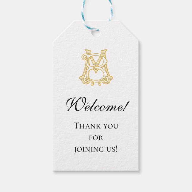 EDITABLE FARBEN BM Monogram MB Logo Fvor-Tag Geschenkanhänger (Vorderseite)