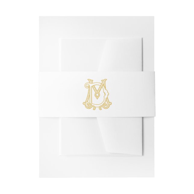 EDITABLE FARBEN DM Monogramm MD Monogramm Bauchban Einladungsbanderole (Vorderseite Beispiel)