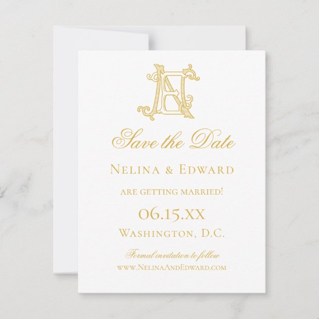 EDITABLE FARBEN EN Monogramm NE Einladung (Vorderseite)