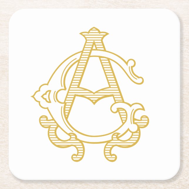 EDITABLE FARBEN GA Monogram AG Logo-Party-Unterset Rechteckiger Pappuntersetzer (Vorderseite)