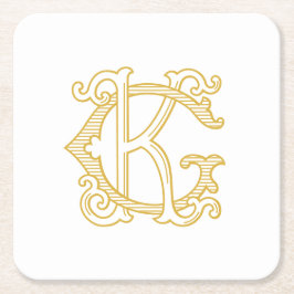 EDITABLE FARBEN GK Monogram KG Logo-Untersetzer Rechteckiger Pappuntersetzer