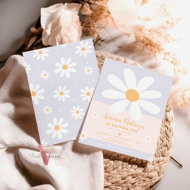 Editable Farben JEDES ALTER DAisy Sommer Geburtsta Einladung (Von Creator hochgeladen)