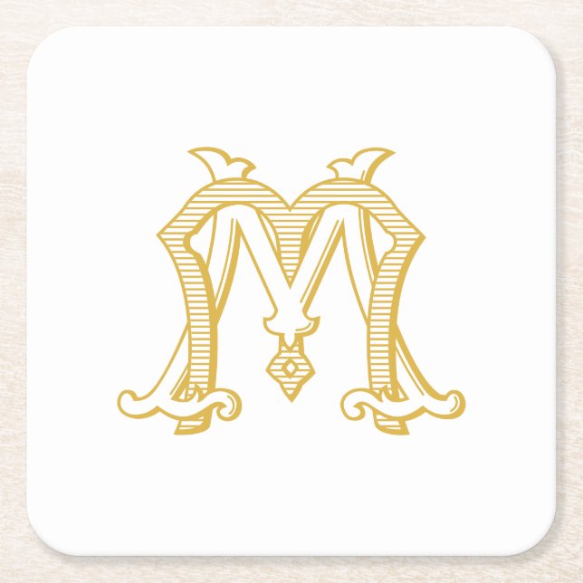EDITABLE FARBEN MM Monogram MM Logo Party Unterset Rechteckiger Pappuntersetzer (Vorderseite)