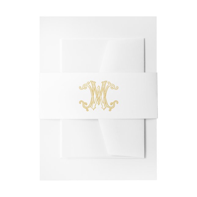 EDITABLE FARBEN MW Monogramm WM Monogramm Bauchban Einladungsbanderole (Vorderseite Beispiel)
