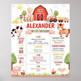 Editable Farm Birthday Milestone Poster Template
