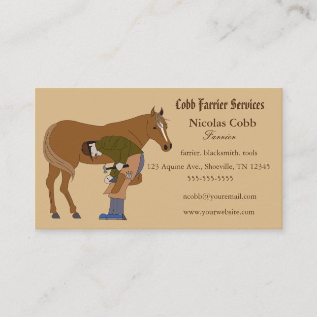 Editable Farrier Blacksmith Business Card Visitenkarte (Vorderseite)