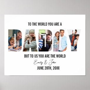 Editable Fathers Day Geschenk Daddy Foto Collage Poster