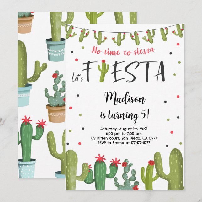 Editable Fiesta Birthday Einladung (Vorne/Hinten)