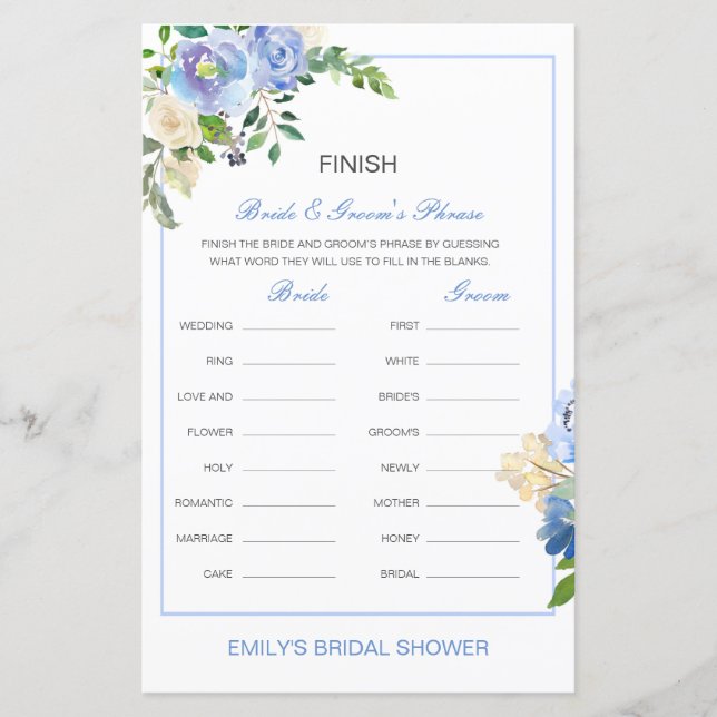 Editable finish Bride and Groom's Phrase Bridal (Vorderseite)
