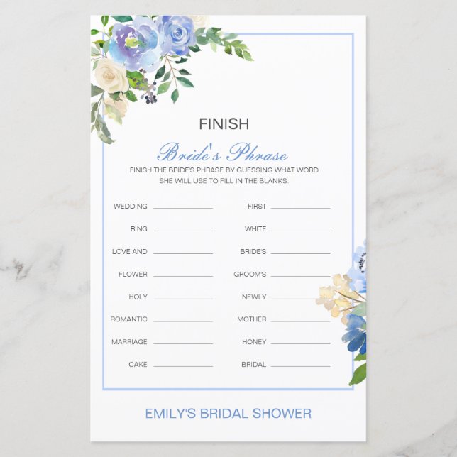 Editable finish Bride and Groom's Phrase Bridal (Vorderseite)