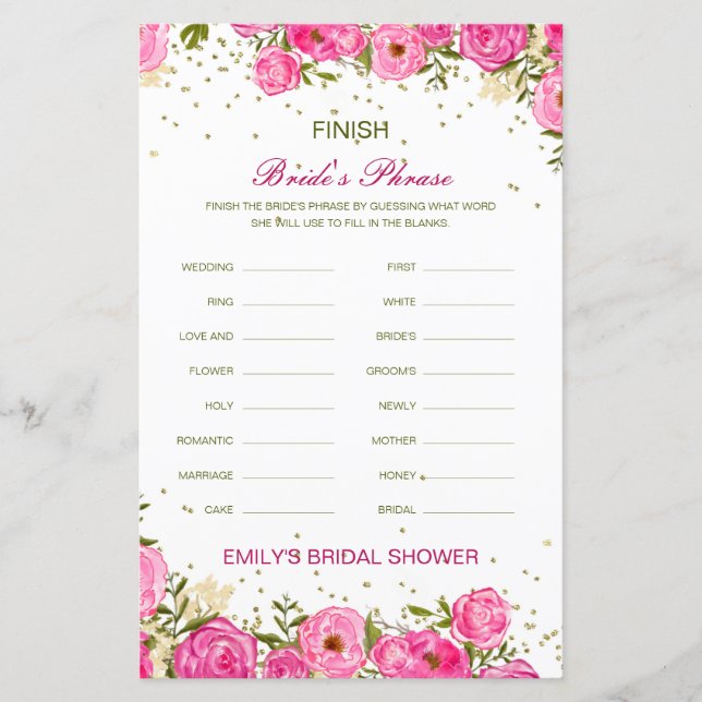 Editable finish Bride and Groom's Phrase Bridal (Vorderseite)