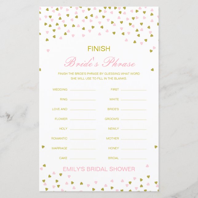 Editable finish Bride and Groom's Phrase Bridal (Vorderseite)