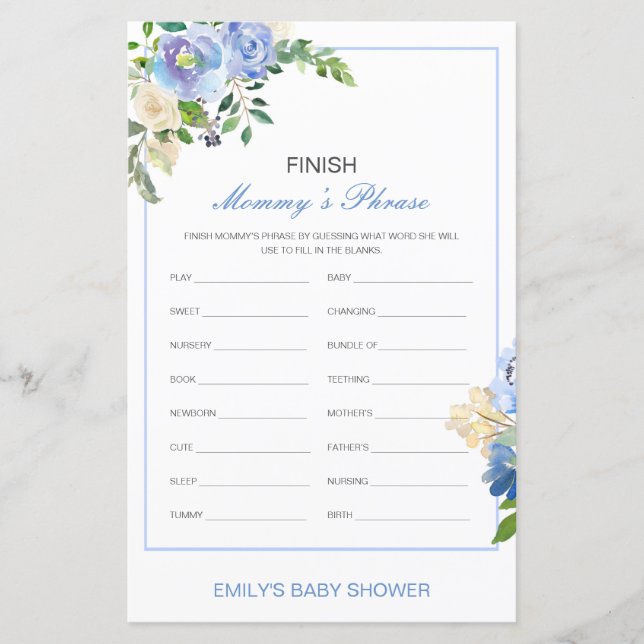 Editable Finish Mommy's Phrase Baby Shower (Vorderseite)