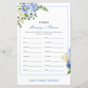 Editable Finish Mommy's Phrase Baby Shower
