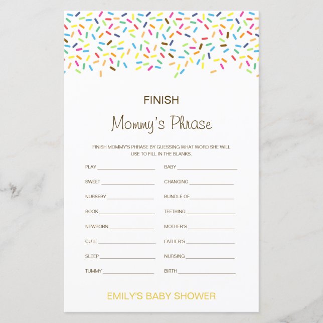 Editable Finish Mommy's Phrase Baby Shower (Vorderseite)