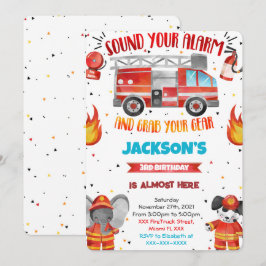 Editable Fire Truck Birthday Einladungen