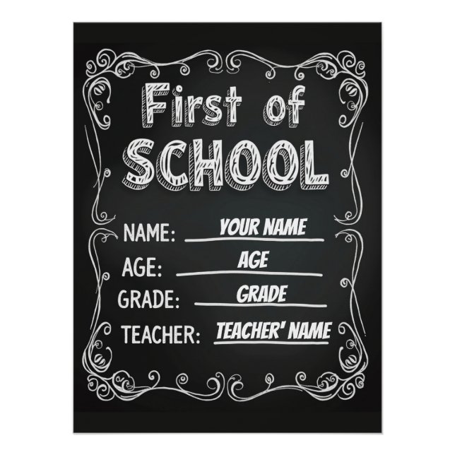 Editable First Day of School Sign Poster (Vorderseite)