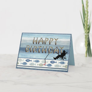 Editable Fishing Fisherman's Geburtstag Karte