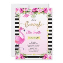 Editable Flamingo Birthday Einladung