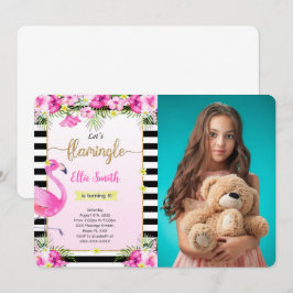 Editable Flamingo Foto Einladung