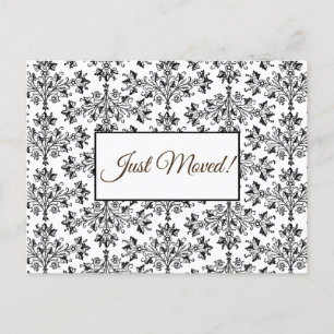 Editable Floral Damask Schwarz auf Weiß gerade bew Postkarte