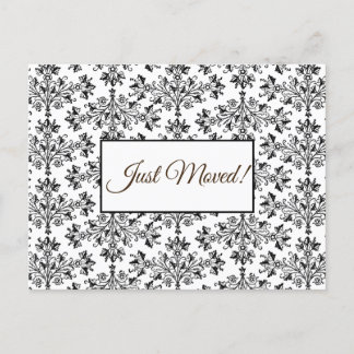 Editable Floral Damask Schwarz auf Weiß gerade bew Postkarte