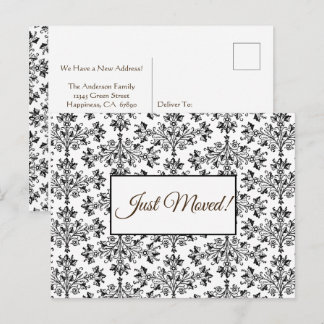 Editable Floral Damask Schwarz auf Weiß gerade bew Postkarte