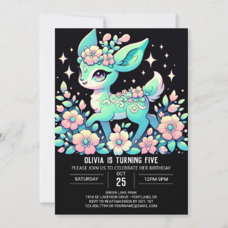 Editable Floral Deer Digital Geburtstag Einladung