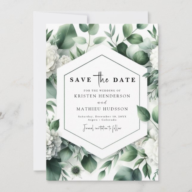 Editable Floral Eucalyptus Digital Wedding Save The Date (Vorderseite)
