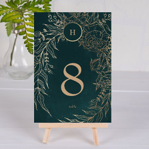 Editable Foil Gold Emerald Wreath Wedding Tischnummer