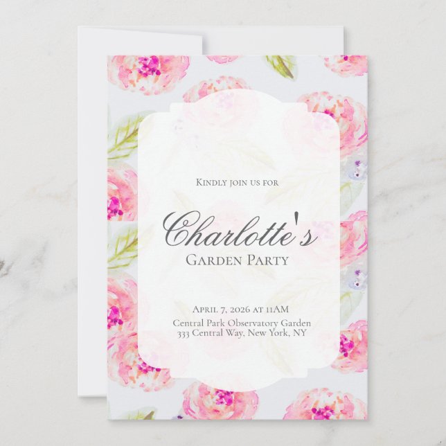 Editable French Garden Bridal Shower Invitation  Einladung (Vorderseite)