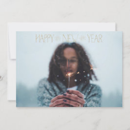 EDITABLE Funkelnd Gold Happy New Year Card Feiertagskarte