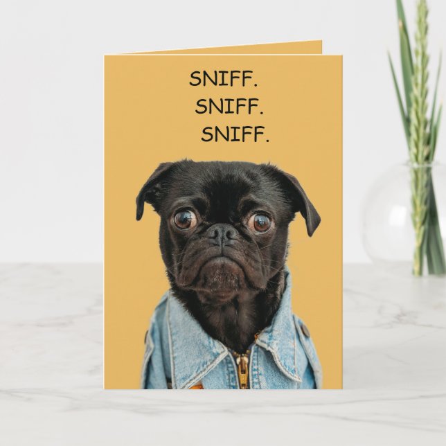 Editable Funny Sniffing Hund Geburtstag Karte (Vorderseite)