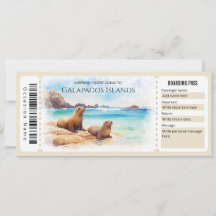 Editable Galapagos Island Flugzeug Boarding Pass Einladung