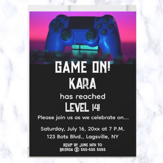 Editable Gamer Birthday Einladung