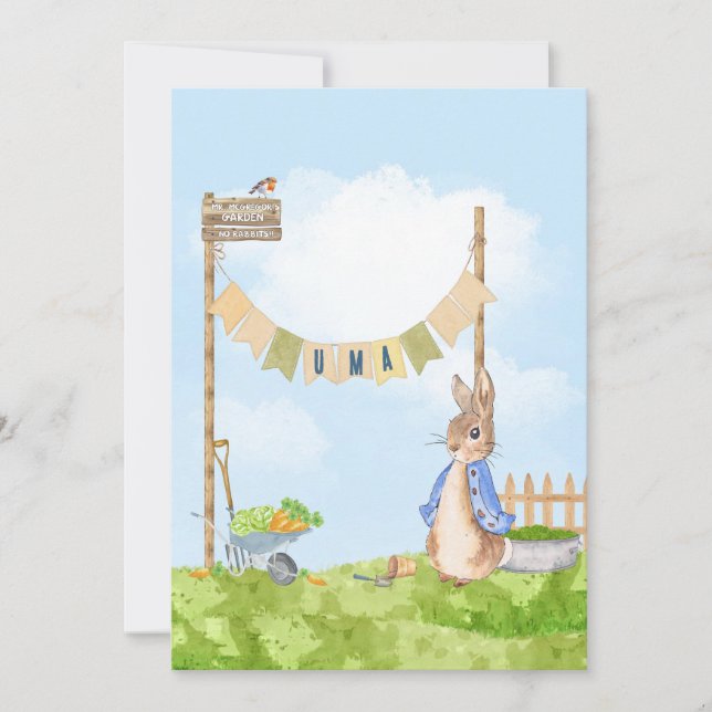 Editable Garening Peter the Rabbit Einladung (Vorderseite)