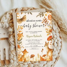 Editable Gender Neutral Fall Woodland Baby Shower Einladung