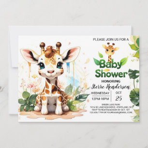 Editable Giraffe Baby Dusche Einladung