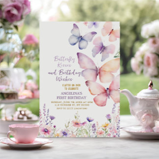 Editable Girl Butterfly zum Geburtstag Einladung